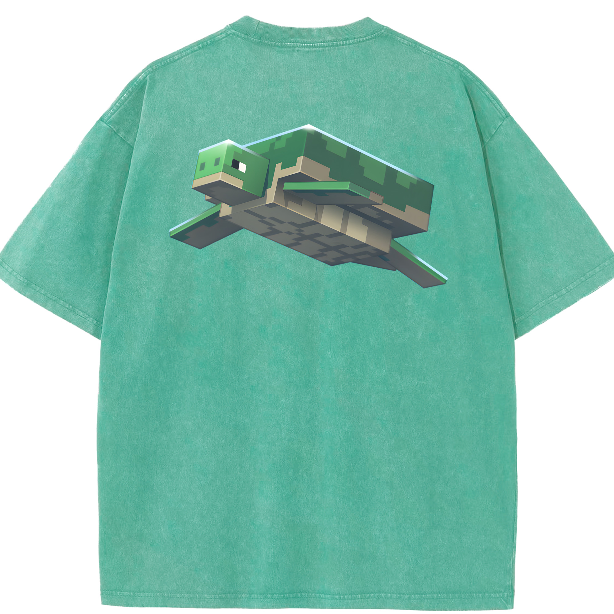 （画像用） マインクラフト ブロックの世界 Minecraft MC Block world 綿100% ヴィンテージ風 半袖Tシャツ（背面プリント）